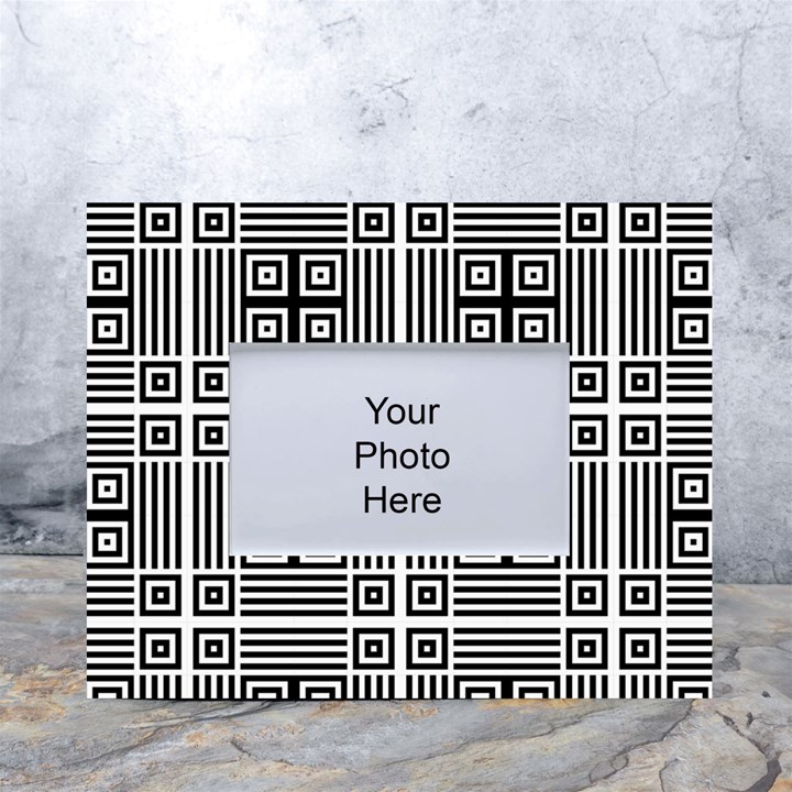 Squares Inside Background Checkered Contemporary Effect Electronic Futuristic Graphic Illusion Modern White Tabletop Photo Frame 4 x6 