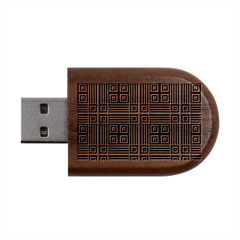 Squares Inside Background Checkered Contemporary Effect Electronic Futuristic Graphic Illusion Modern Wood Oval Usb Flash Drive by Loisa77