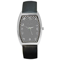 Circles Checkered Abstract Abstraction Art Barrel Style Metal Watch by Loisa77