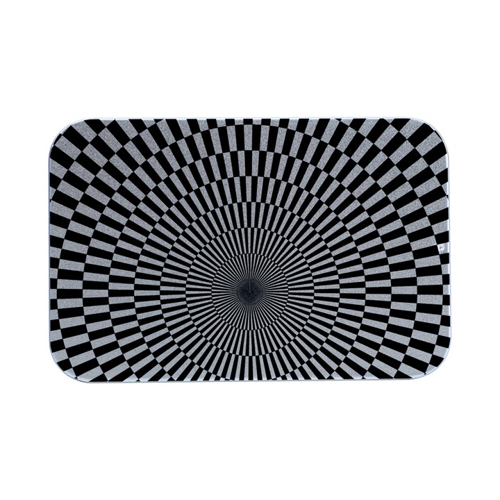 Circles Checkered Abstract Abstraction Art Open Lid Metal Box (Silver)  