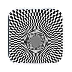 Circles Checkered Abstract Abstraction Art Square Metal Box (black) by Loisa77