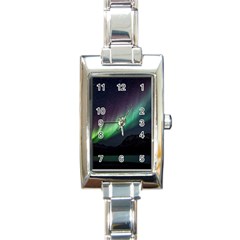 Aurora Borealis Beautiful Northern Lights Nature Rectangle Italian Charm Watch by Loisa77