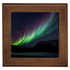 Aurora Borealis Beautiful Northern Lights Nature Framed Tile by Loisa77