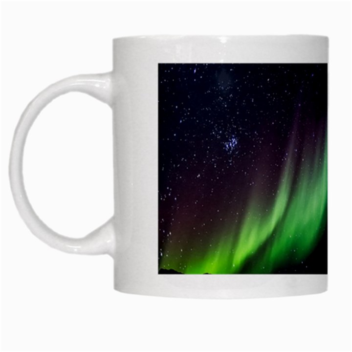 Aurora Borealis Beautiful Northern Lights Nature White Mug