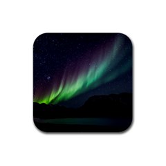 Aurora Borealis Beautiful Northern Lights Nature Rubber Square Coaster (4 Pack) by Loisa77