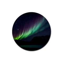 Aurora Borealis Beautiful Northern Lights Nature Rubber Coaster (round) by Loisa77