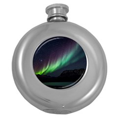 Aurora Borealis Beautiful Northern Lights Nature Round Hip Flask (5 Oz) by Loisa77