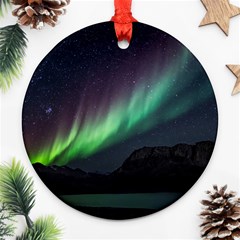 Aurora Borealis Beautiful Northern Lights Nature Round Ornament (two Sides)