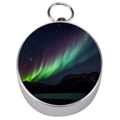 Aurora Borealis Beautiful Northern Lights Nature Silver Compasses by Loisa77