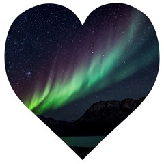 Aurora Borealis Beautiful Northern Lights Nature Wooden Puzzle Heart by Loisa77