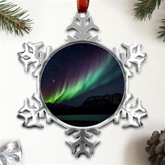 Aurora Borealis Beautiful Northern Lights Nature Metal Small Snowflake Ornament by Loisa77