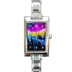 Night Skiing Colored Dead Grateful Lights Mountain Rectangle Italian Charm Watch by Loisa77