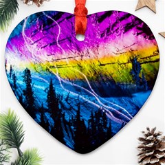 Night Skiing Colored Dead Grateful Lights Mountain Ornament (heart)