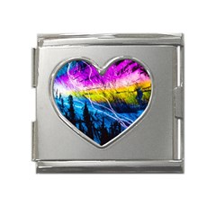 Night Skiing Colored Dead Grateful Lights Mountain Mega Link Heart Italian Charm (18mm)