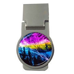 Night Skiing Colored Dead Grateful Lights Mountain Money Clips (round)  by Loisa77