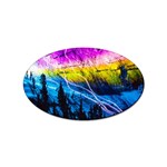 Night Skiing Colored Dead Grateful Lights Mountain Sticker (Oval) Front