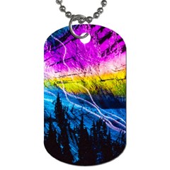 Night Skiing Colored Dead Grateful Lights Mountain Dog Tag (one Side) by Loisa77