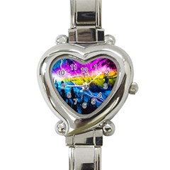 Night Skiing Colored Dead Grateful Lights Mountain Heart Italian Charm Watch by Loisa77