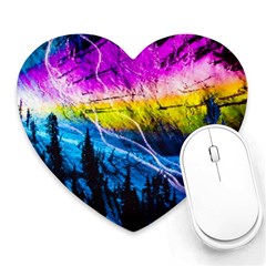 Night Skiing Colored Dead Grateful Lights Mountain Heart Mousepad by Loisa77