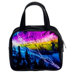 Night Skiing Colored Dead Grateful Lights Mountain Classic Handbag (two Sides) by Loisa77