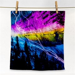 Night Skiing Colored Dead Grateful Lights Mountain Face Towel by Loisa77