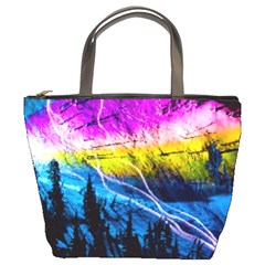 Night Skiing Colored Dead Grateful Lights Mountain Bucket Bag by Loisa77