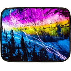 Night Skiing Colored Dead Grateful Lights Mountain Two Sides Fleece Blanket (mini) by Loisa77