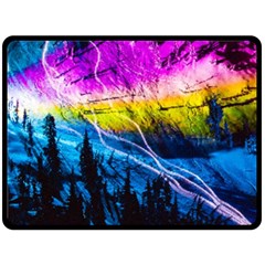 Night Skiing Colored Dead Grateful Lights Mountain Fleece Blanket (large) by Loisa77