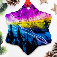 Night Skiing Colored Dead Grateful Lights Mountain Ornament (snowflake)