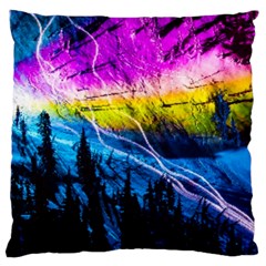 Night Skiing Colored Dead Grateful Lights Mountain Large Cushion Case (two Sides) by Loisa77