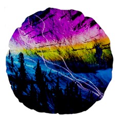 Night Skiing Colored Dead Grateful Lights Mountain Large 18  Premium Round Cushions by Loisa77