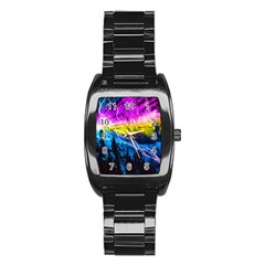 Night Skiing Colored Dead Grateful Lights Mountain Stainless Steel Barrel Watch by Loisa77