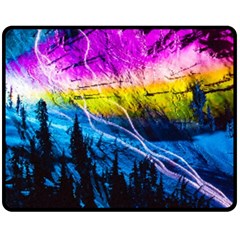 Night Skiing Colored Dead Grateful Lights Mountain Two Sides Fleece Blanket (medium) by Loisa77