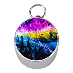 Night Skiing Colored Dead Grateful Lights Mountain Mini Silver Compasses by Loisa77