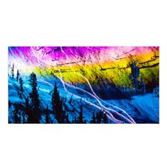 Night Skiing Colored Dead Grateful Lights Mountain Satin Shawl 45  X 80  by Loisa77