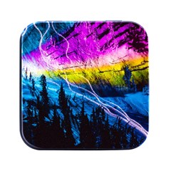 Night Skiing Colored Dead Grateful Lights Mountain Square Metal Box (black) by Loisa77