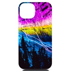 Night Skiing Colored Dead Grateful Lights Mountain Iphone 14 Black Uv Print Case by Loisa77