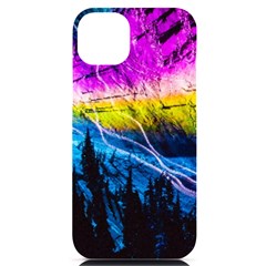 Night Skiing Colored Dead Grateful Lights Mountain Iphone 14 Plus Black Uv Print Case by Loisa77