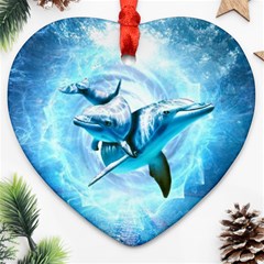 Dolphin Blue Fantasy Ornament (heart)