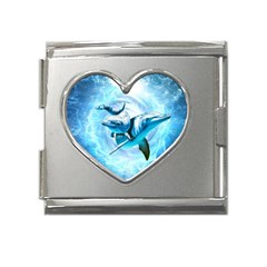 Dolphin Blue Fantasy Mega Link Heart Italian Charm (18mm) by Loisa77