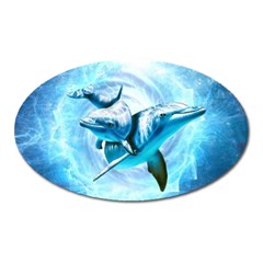 Dolphin Blue Fantasy Oval Magnet