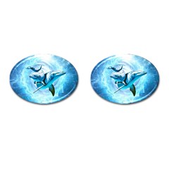 Dolphin Blue Fantasy Cufflinks (oval) by Loisa77