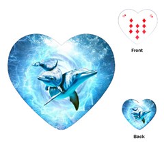 Dolphin Blue Fantasy Playing Cards Single Design (heart) by Loisa77