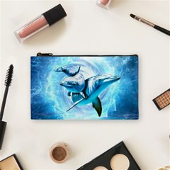 Dolphin Blue Fantasy Cosmetic Bag (small) by Loisa77