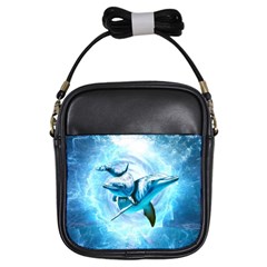 Dolphin Blue Fantasy Girls Sling Bag by Loisa77