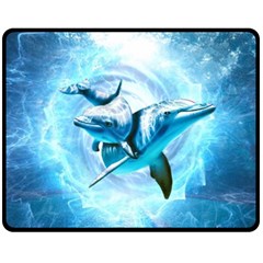 Dolphin Blue Fantasy Fleece Blanket (medium) by Loisa77