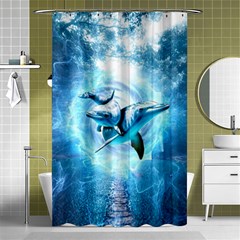 Dolphin Blue Fantasy Shower Curtain 48  X 72  (small)  by Loisa77