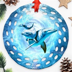 Dolphin Blue Fantasy Ornament (round Filigree)