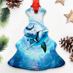 Dolphin Blue Fantasy Christmas Tree Ornament (two Sides)