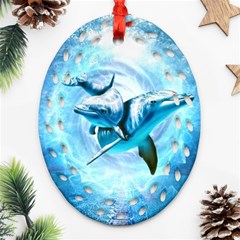 Dolphin Blue Fantasy Ornament (oval Filigree)